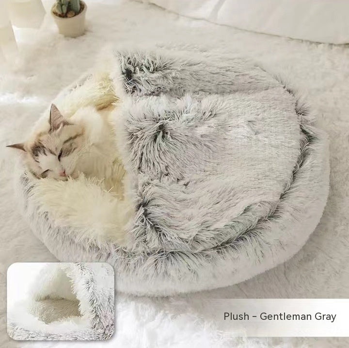 Round Plush Warm Bed