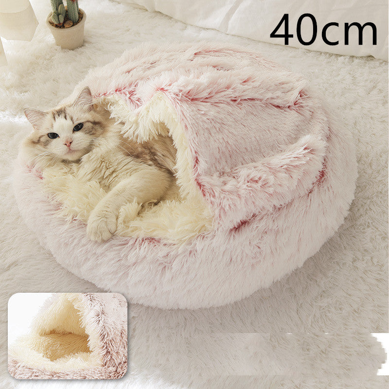 Round Plush Warm Bed