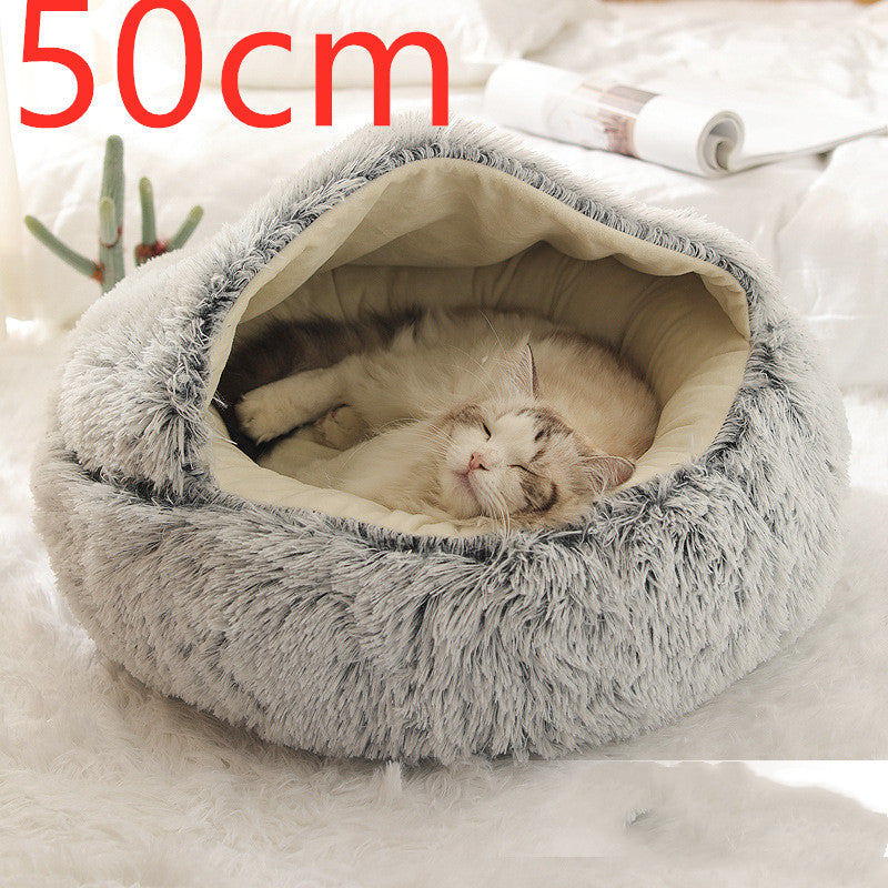 Round Plush Warm Bed