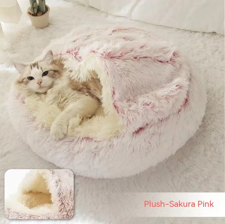 Round Plush Warm Bed