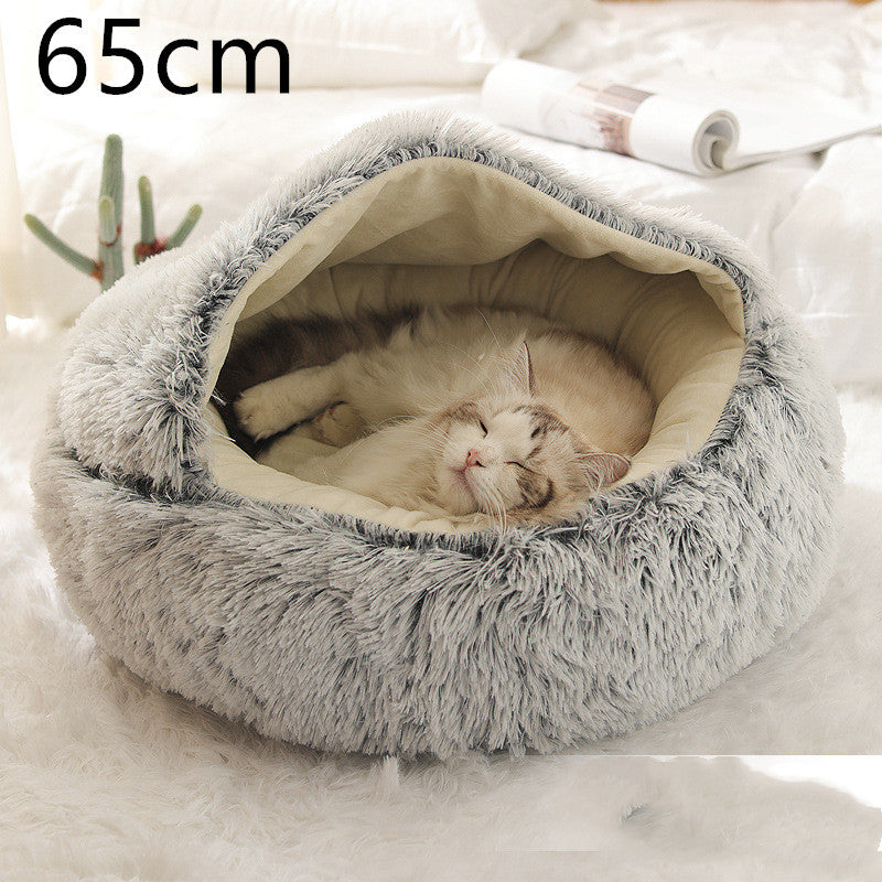 Round Plush Warm Bed