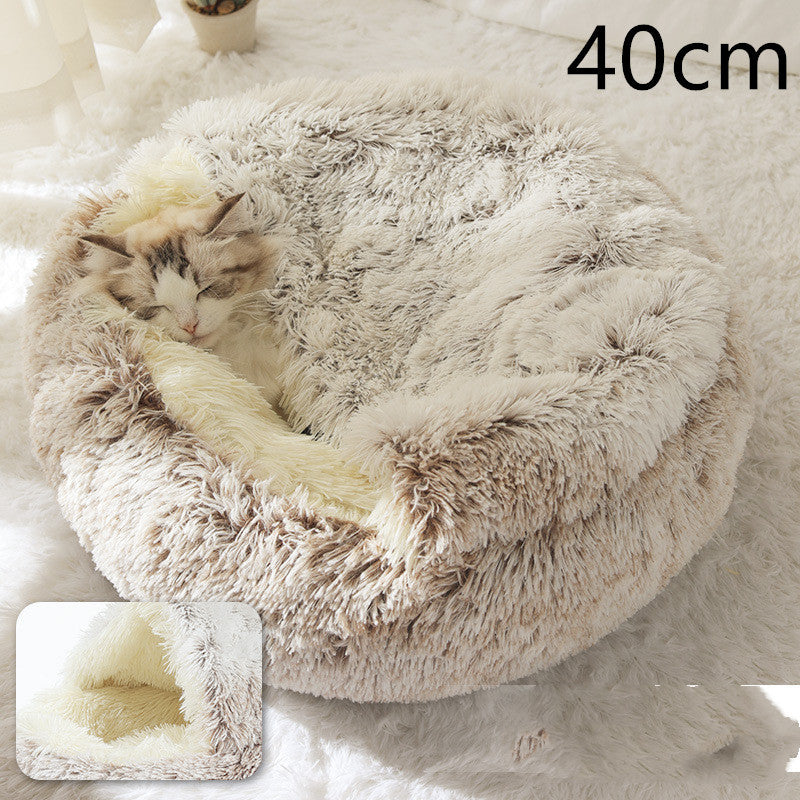 Round Plush Warm Bed