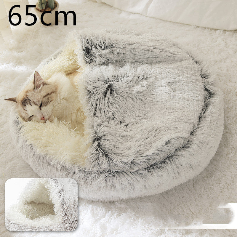 Round Plush Warm Bed