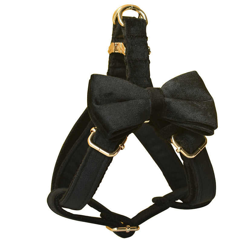 Black Flannel Gold Buckle Dog Harness