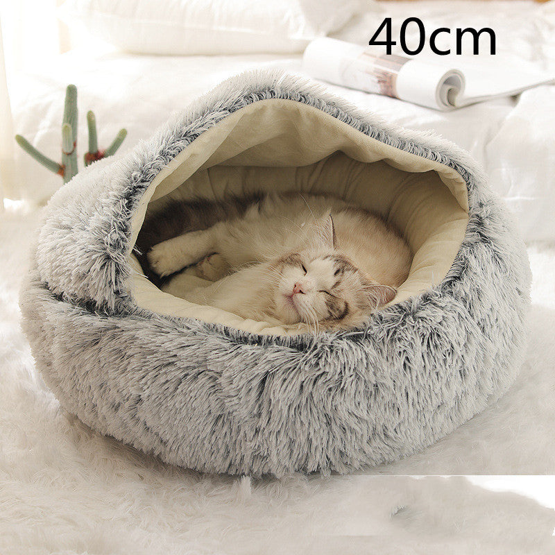 Round Plush Warm Bed