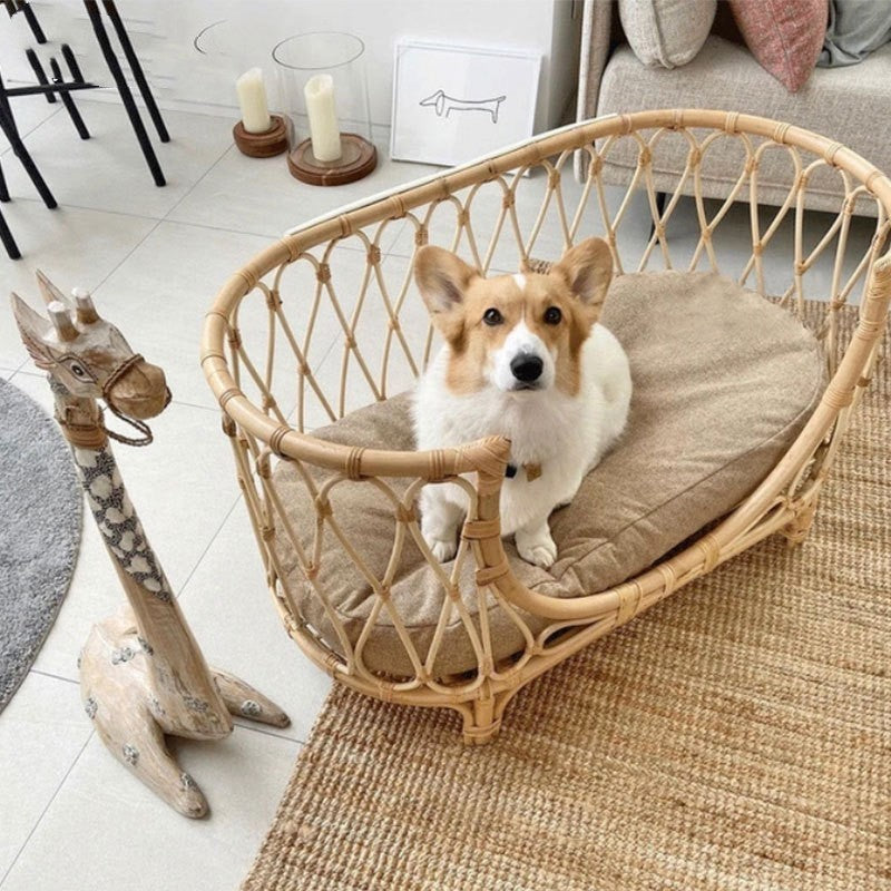 Handmade Rattan Woven Pet Bed