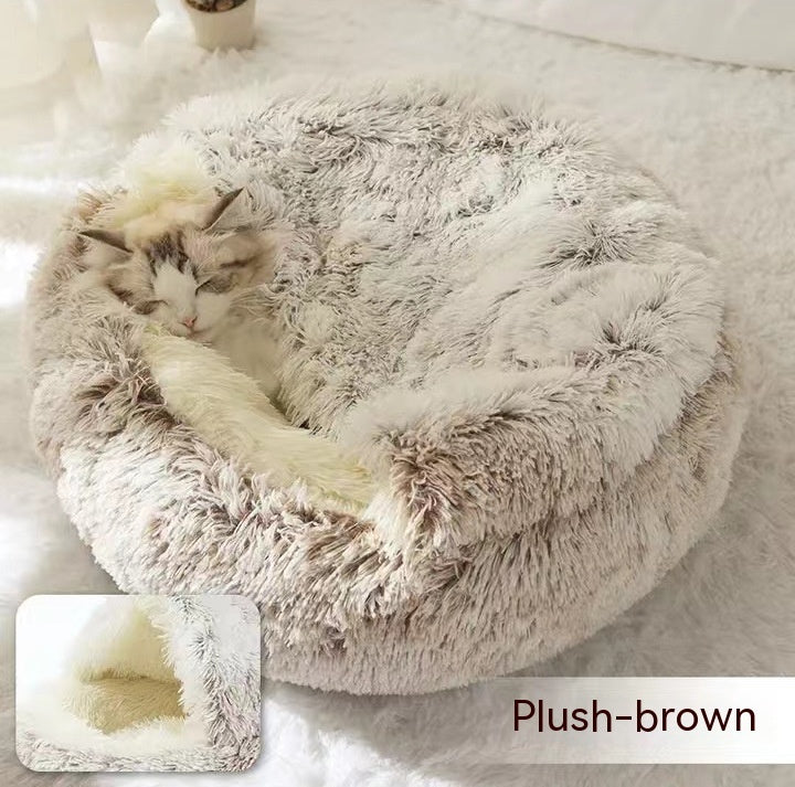 Round Plush Warm Bed